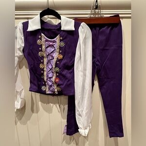 CUSTOM  Large Child Purple Pants & Decorated Vest White Shirt Dance Cost…